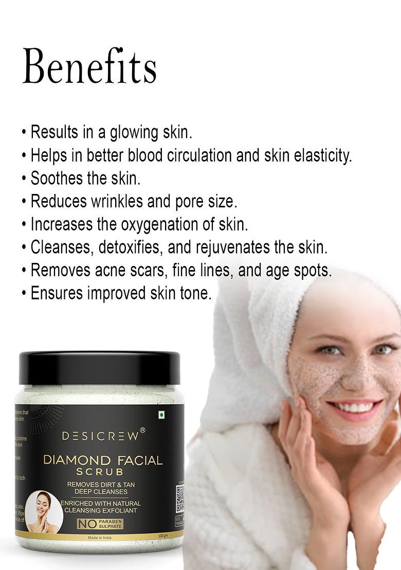 Desi Crew Set Of 4 Diamond Facial Scrub For Glowing Skin 100G Each