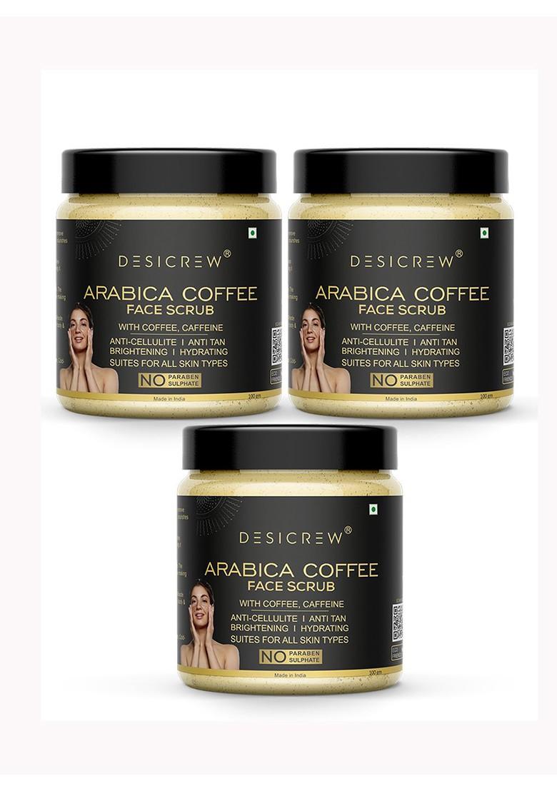 Desi Crew Set Of 3 Arabian Coffee Face Scrub 100G Each