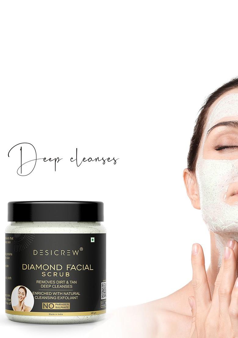 Desi Crew Set Of 3 Diamond Facial Scrub With Aloevera 100G Each