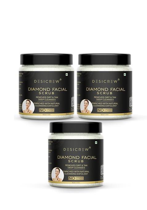 Desi Crew Set Of 3 Diamond Facial Scrub With Aloevera 100G Each