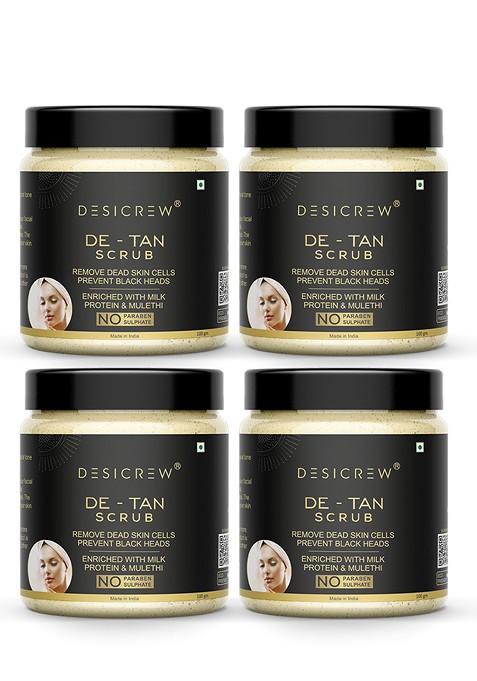 Desi Crew Set Of 4 De Tan Scrub With Milk Protein Mulethi 100 G Each