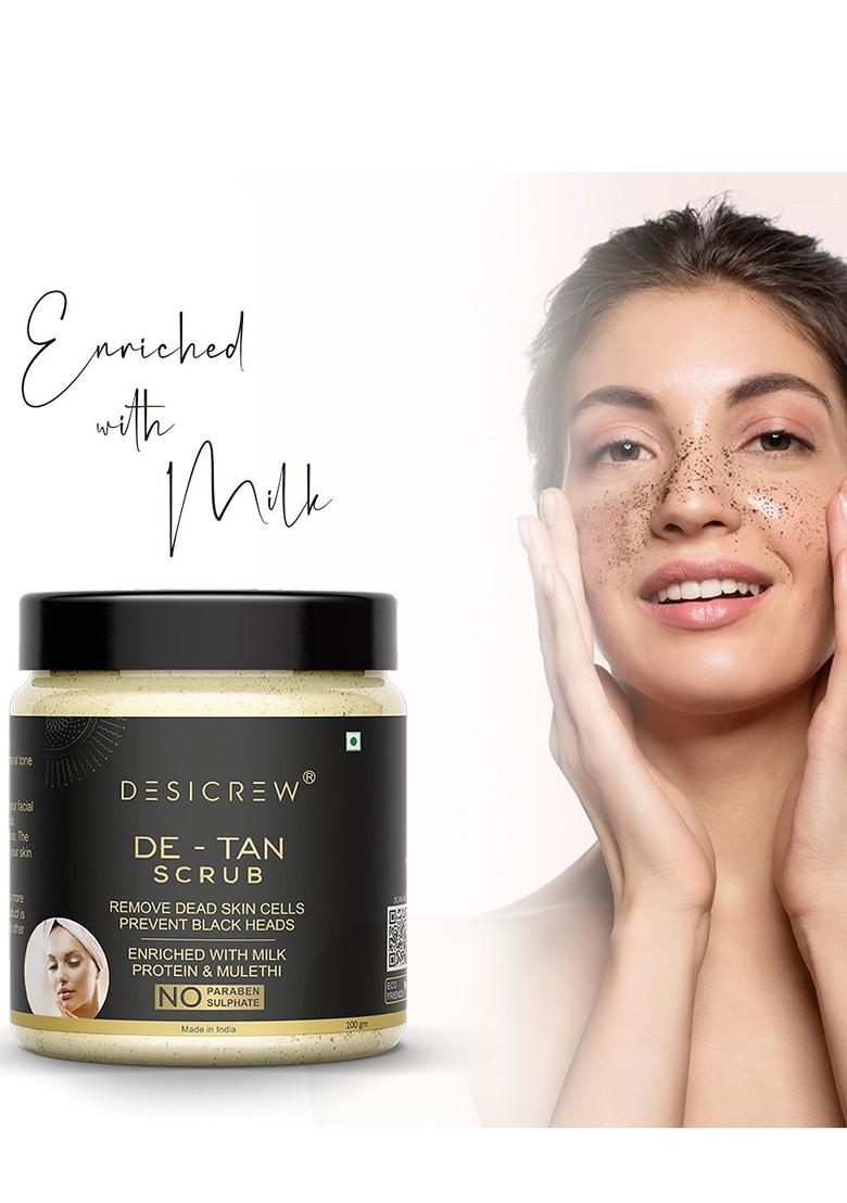 Desi Crew Set Of 3 De Tan Scrub With Milk Protein Mulethi 100 G Each