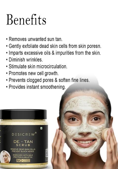 Desi Crew Set Of 3 De Tan Scrub With Milk Protein Mulethi 100 G Each