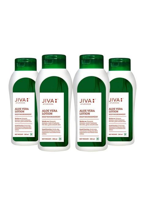 Jiva Set Of 4 Aloe Vera Lotion For Deep Moisturization 200 Ml Each