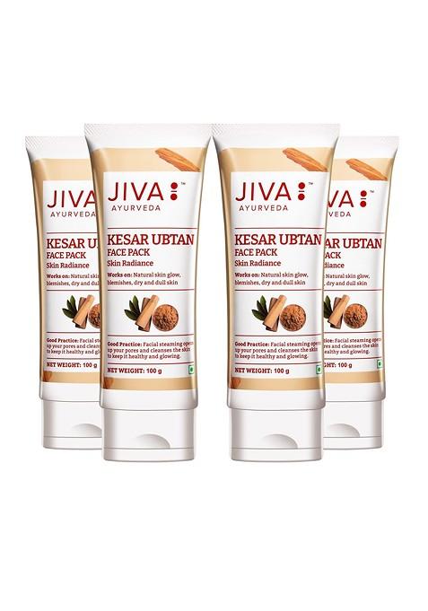 Jiva Set Of 4 Kesar Ubtan Face Pack With Turmeric 100G Each