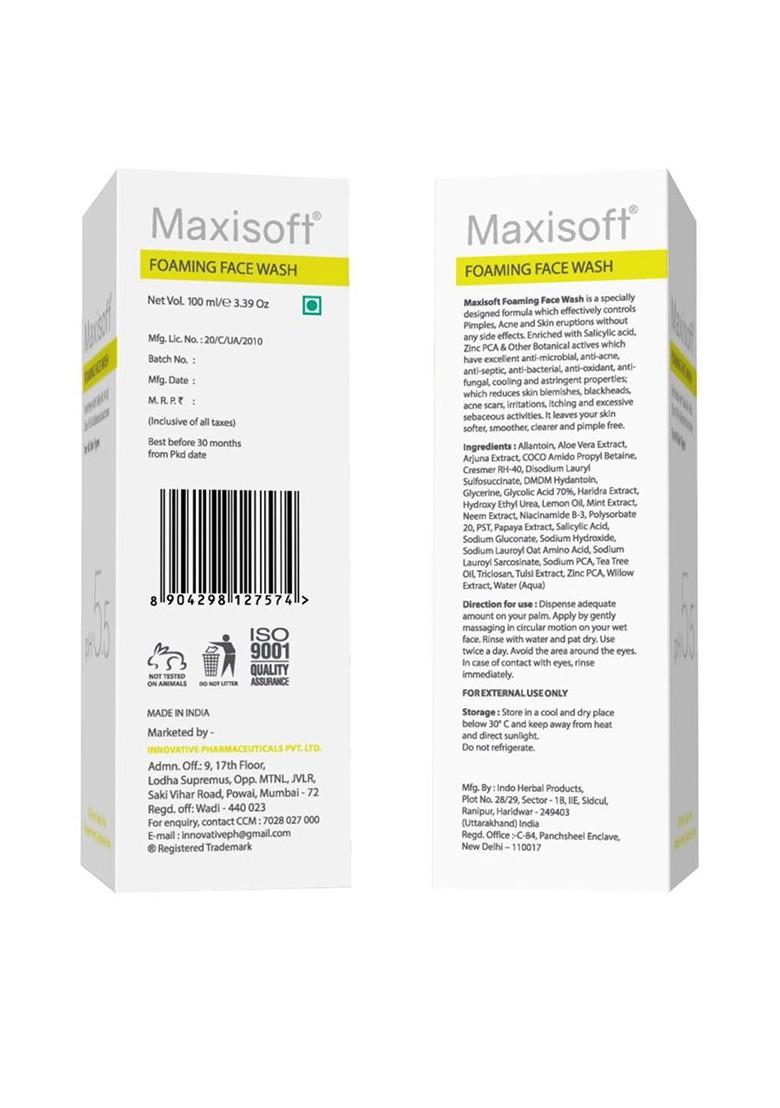 Maxisoft Set Of 2 Anti Acne Pimple Foaming Face Wash 100Ml Each