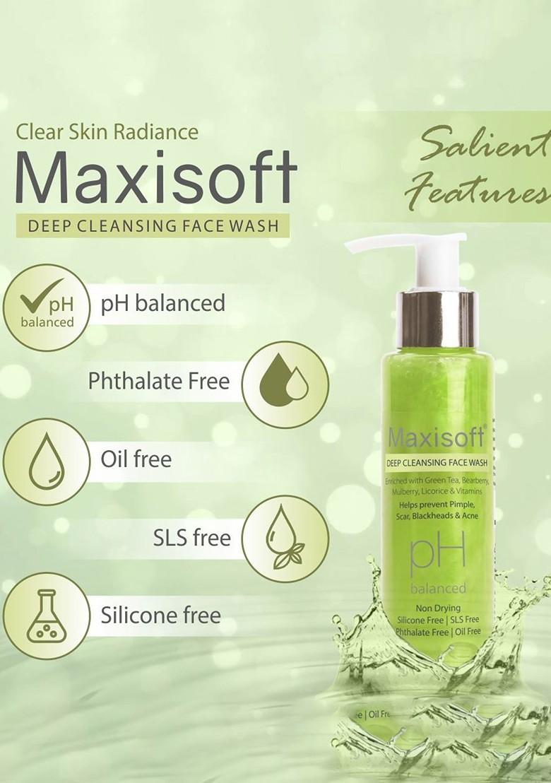 Maxisoft Unisex Set Of 3 Deep Cleansing Face Wash With Green Tea 100Ml Each