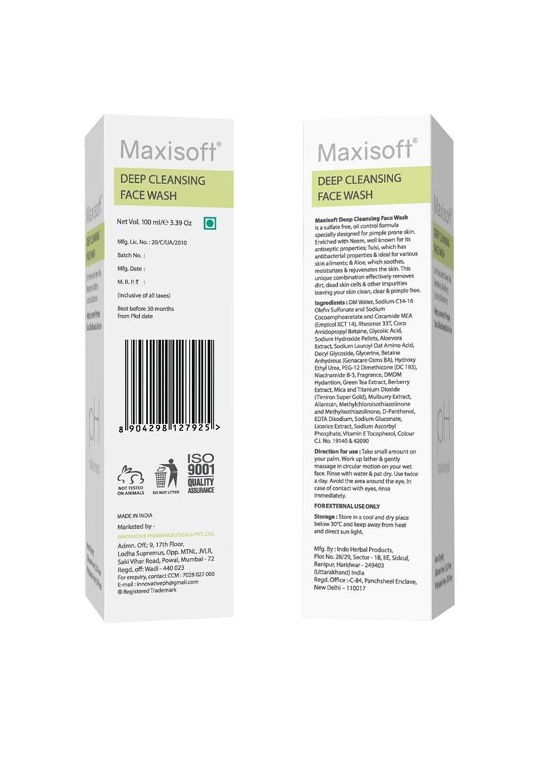 Maxisoft Unisex Set Of 3 Deep Cleansing Face Wash With Green Tea 100Ml Each