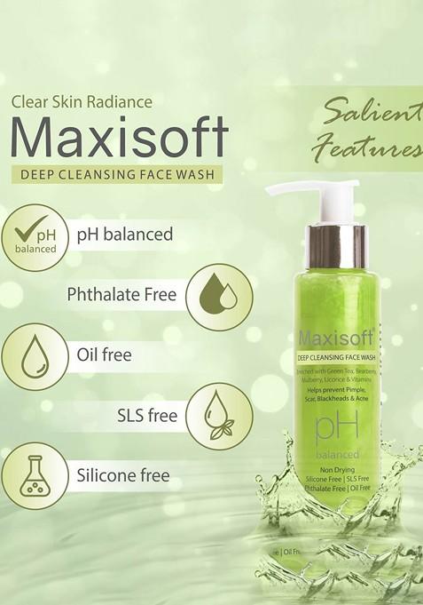 Maxisoft Unisex Set Of 3 Deep Cleansing Face Wash With Green Tea 100Ml Each