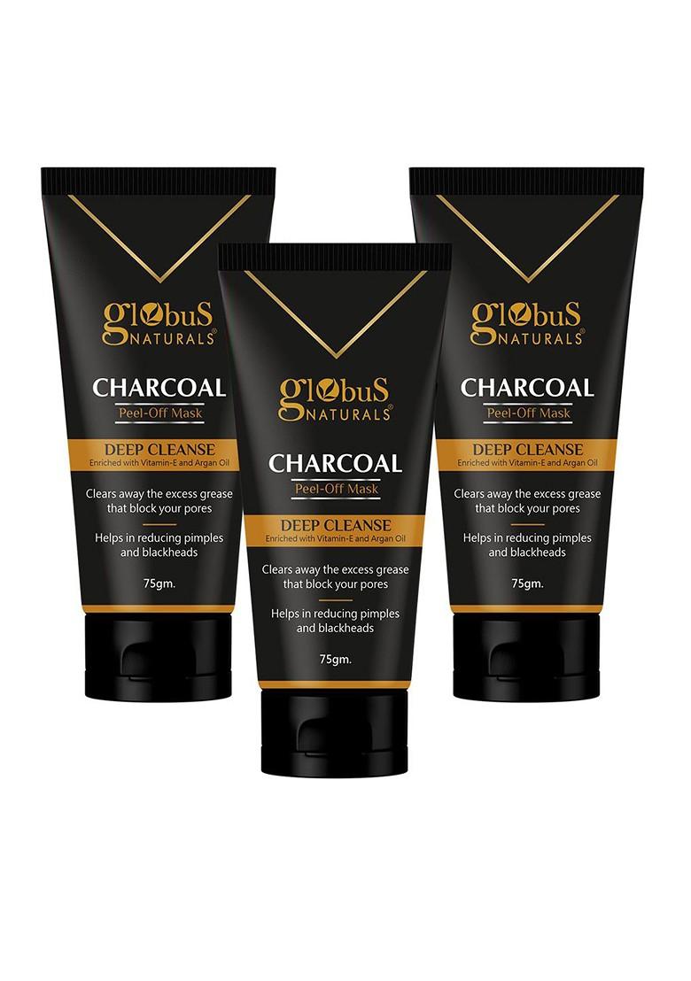 Globus Naturals Set Of 3 Charcoal Vitamin E Deep Cleansing Peel Off Mask 75G Each