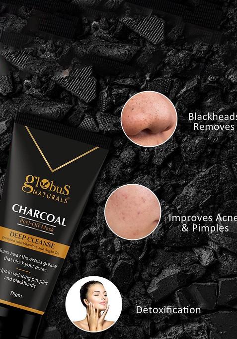 Globus Naturals Set Of 3 Charcoal Vitamin E Deep Cleansing Peel Off Mask 75G Each