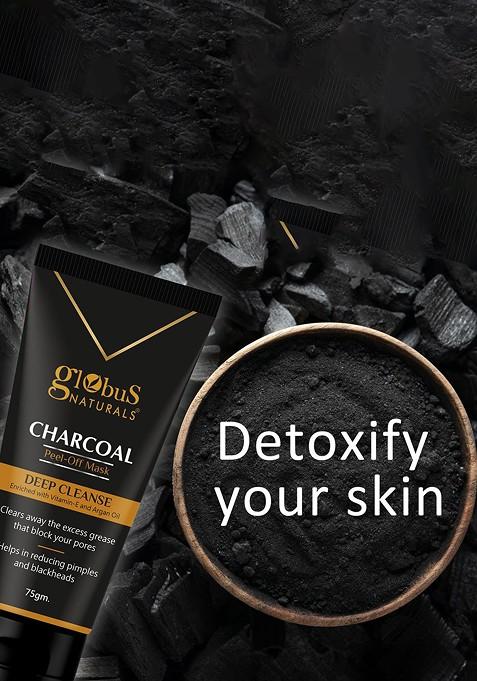 Globus Naturals Set Of 3 Charcoal Vitamin E Deep Cleansing Peel Off Mask 75G Each