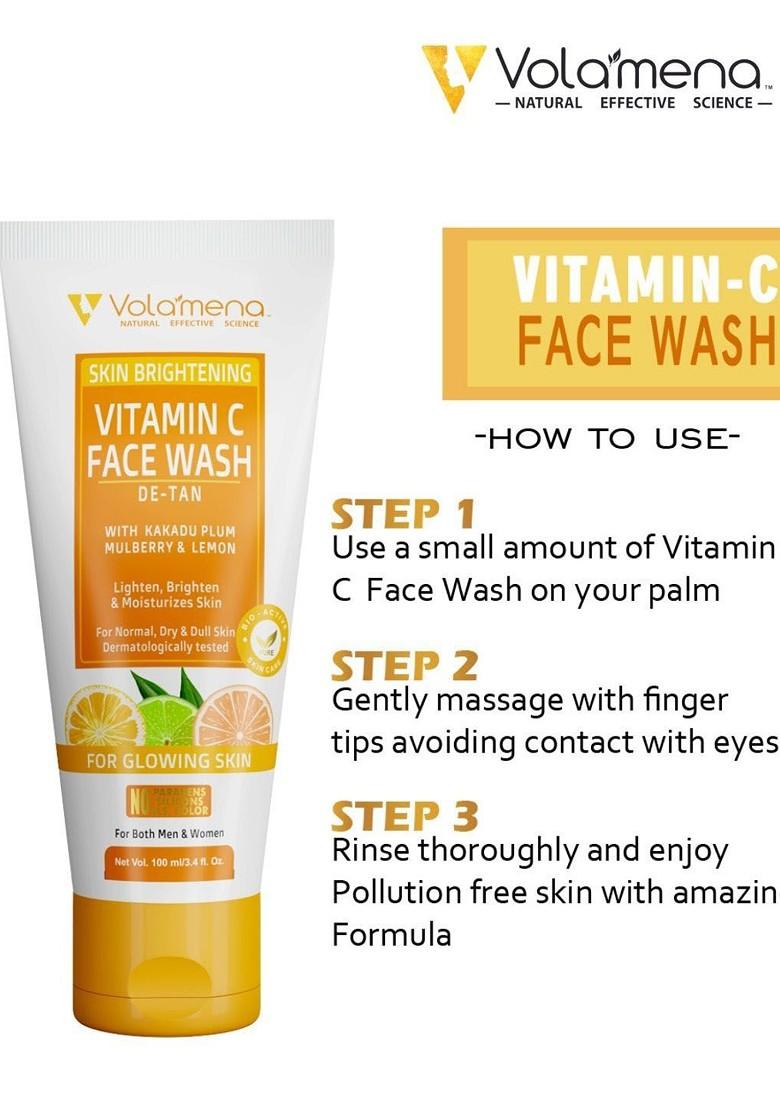 Volamena Vitamin C De Tan Skin Brightening Face Wash 100 Ml