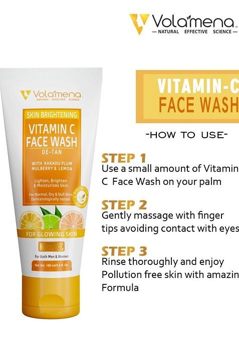 Volamena Vitamin C De Tan Skin Brightening Face Wash 100 Ml
