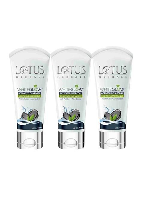 Lotus Herbals Set Of 3 Whiteglow Activated Charcoal Brightening Face Masque 100G Each