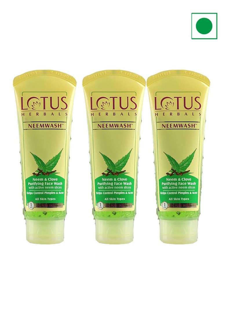 Lotus Herbals Set Of 3 Neem Clove Ultra Purifying Face Wash 120Ml Each - Indya