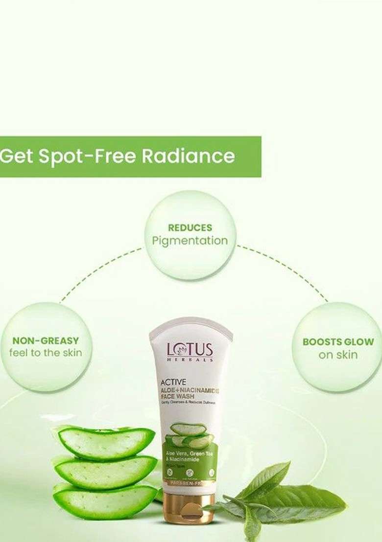 Lotus Herbals Set Of 3 Active Aloe Niacinamide Face Wash 100G Each - Indya