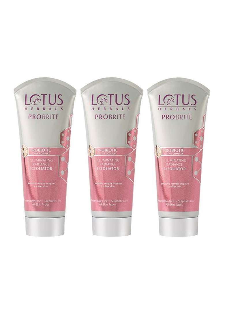 Lotus Herbals Set Of 3 Probrite Illuminating Radiance Gentle Exfoliator 100G Each - Indya