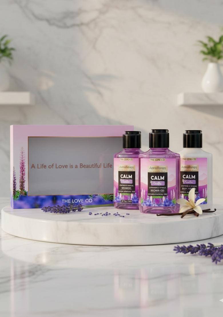 The Love Co Calm Soothe Body Wash Lotion Shampoo Gift Set