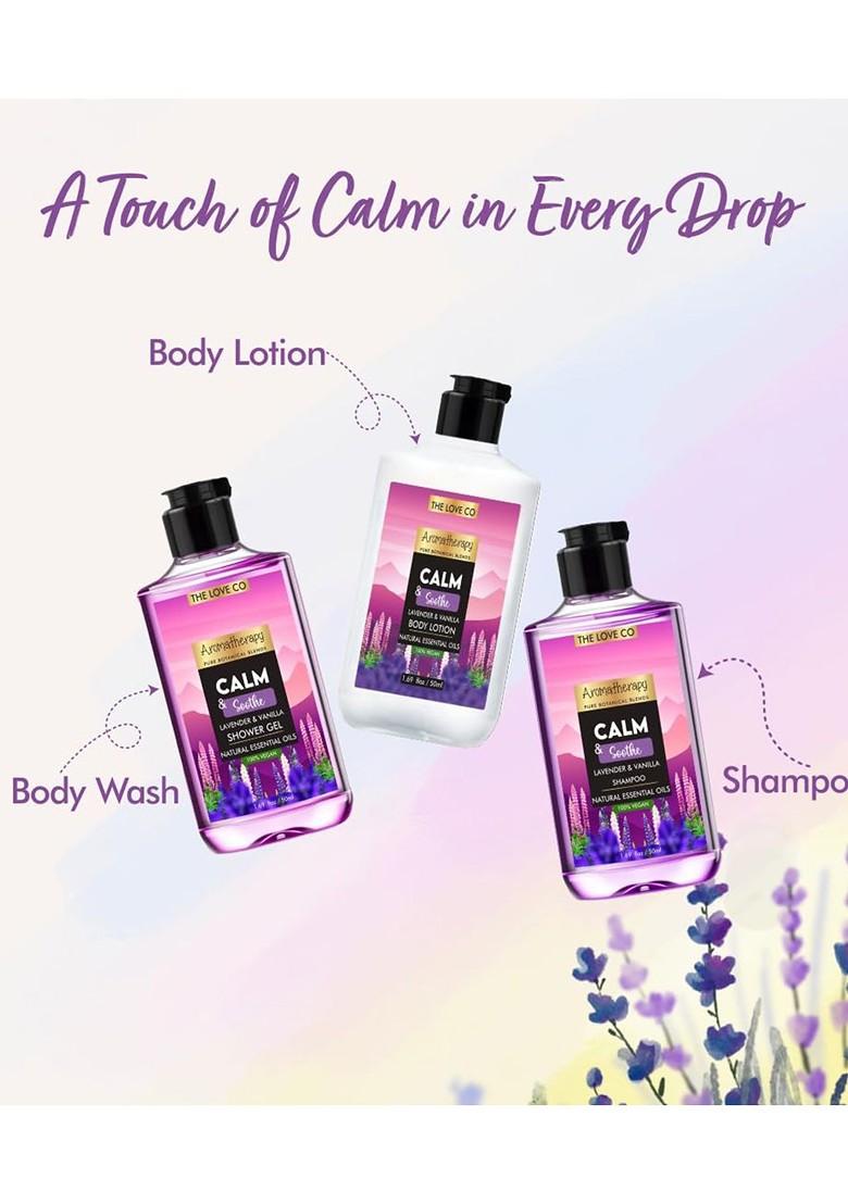 The Love Co Calm Soothe Body Wash Lotion Shampoo Gift Set