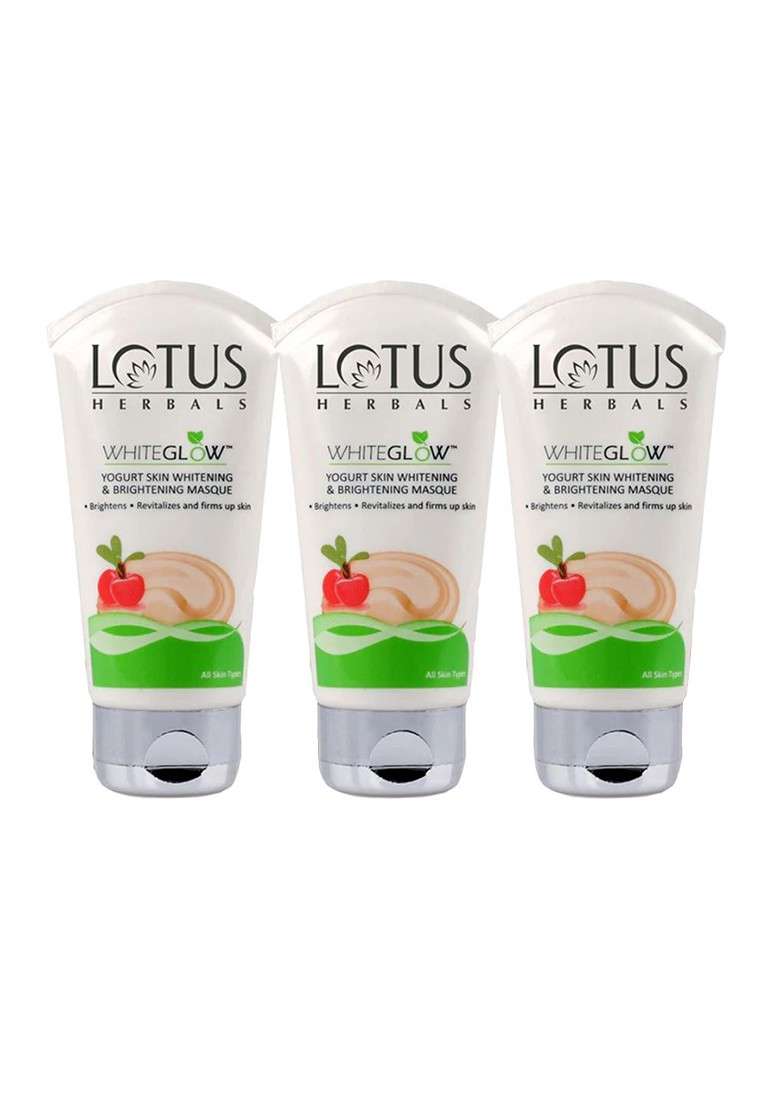 Lotus Herbals Set Of 3 Whiteglo Yogurt Skin Whitening Brightening Mask 80G Each - Indya
