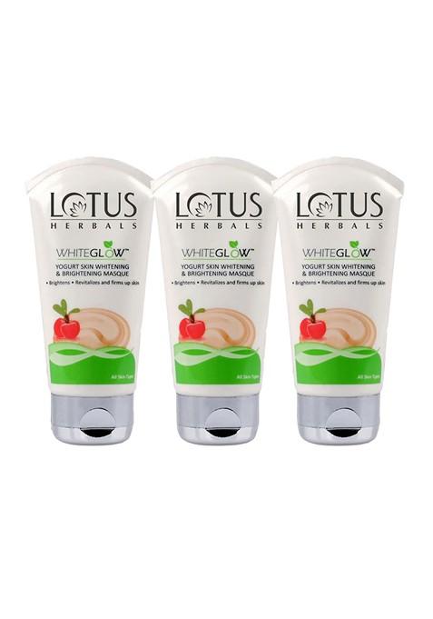 Lotus Herbals Set Of 3 Whiteglo Yogurt Skin Whitening Brightening Mask 80G Each