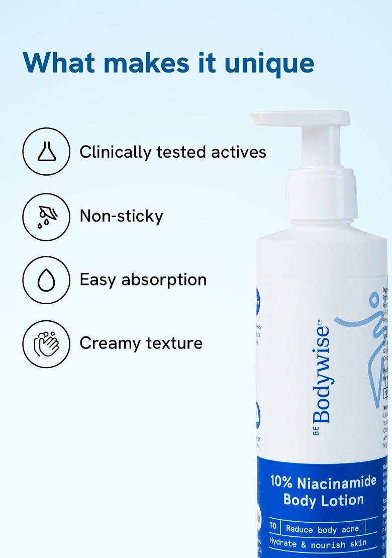 Be Bodywise 10 Niacinamide Body Lotion Repairs Skin Barrier Reduces Acne Marks 200Ml