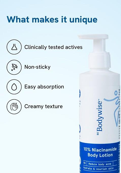 Be Bodywise 10 Niacinamide Body Lotion Repairs Skin Barrier Reduces Acne Marks 200Ml
