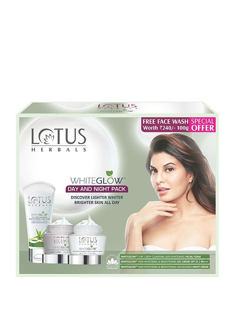Lotus Herbals White Glow Day Night Pack With Facial Wash 60G 100G - Indya