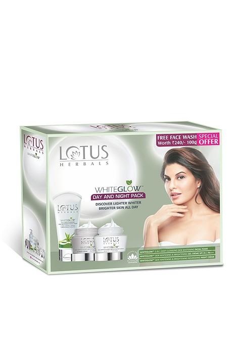 Lotus Herbals White Glow Day Night Pack With Facial Wash 60G 100G