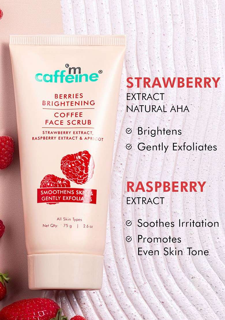 Mcaffeine Berries Brightening Coffee Face Scrub With Apricot 75 G - Indya