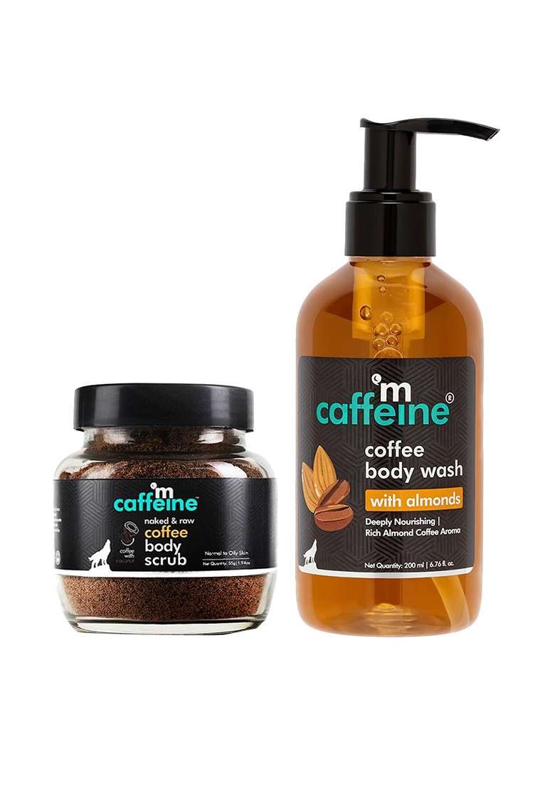 Mcaffeine Coffee Body Scrub 55G Almond Wash 200Ml For Exfoliation Tan Removal - Indya