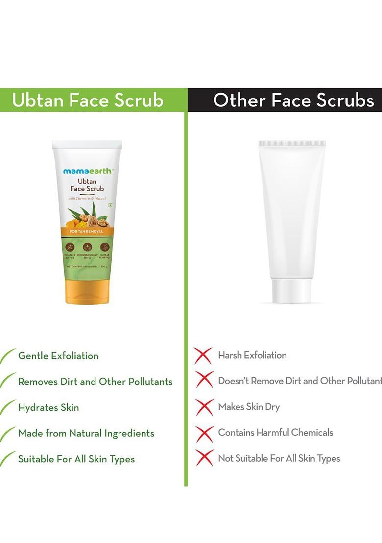 Mamaearth Ubtan Face Scrub With Turmeric Walnut For Tan Removal 100G