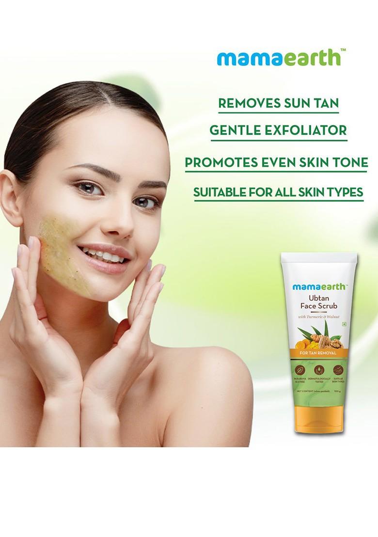 Mamaearth Ubtan Face Scrub With Turmeric Walnut For Tan Removal 100G
