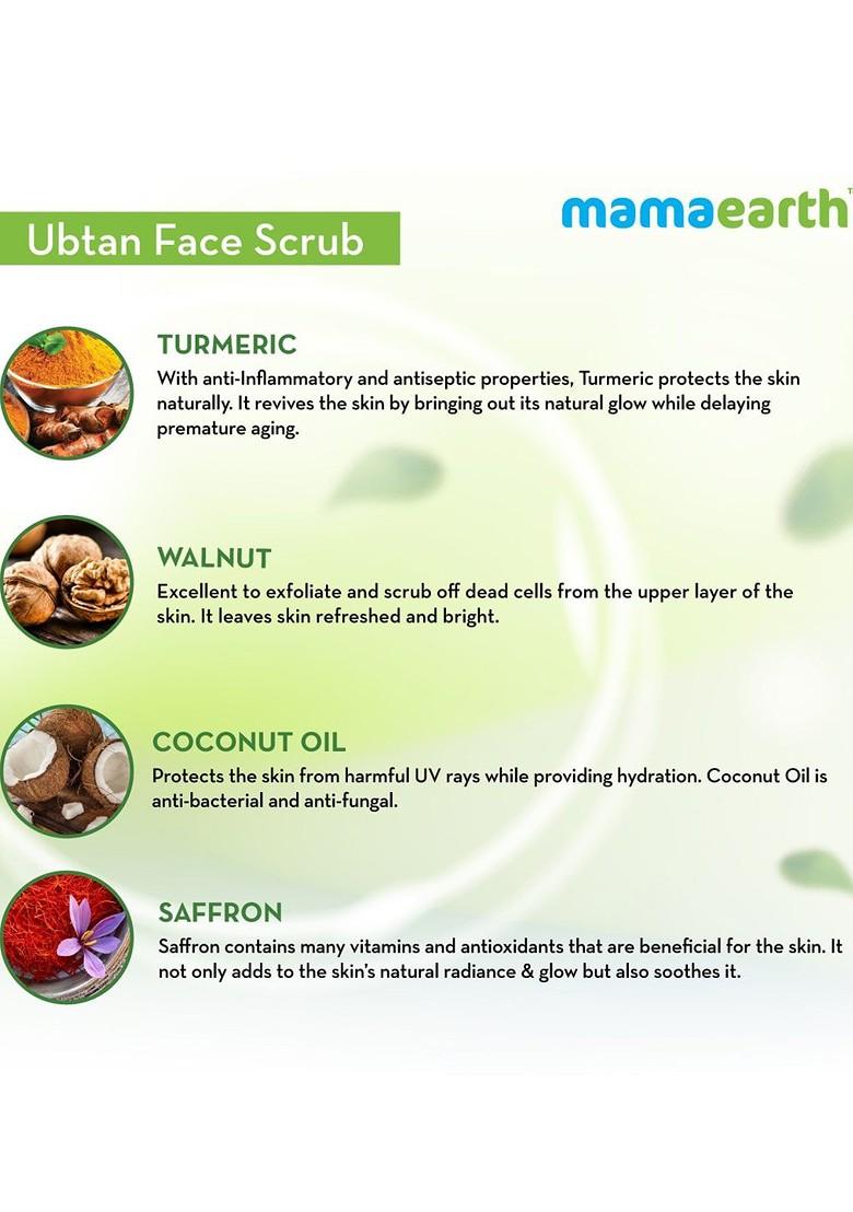 Mamaearth Ubtan Face Scrub With Turmeric Walnut For Tan Removal 100G