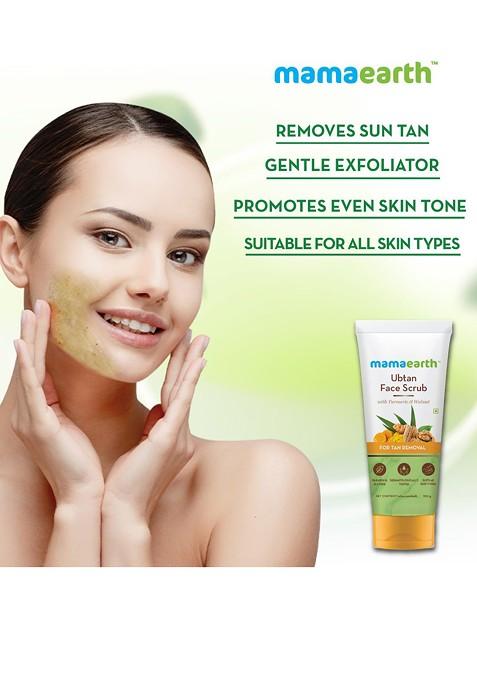 Mamaearth Ubtan Face Scrub With Turmeric Walnut For Tan Removal 100G