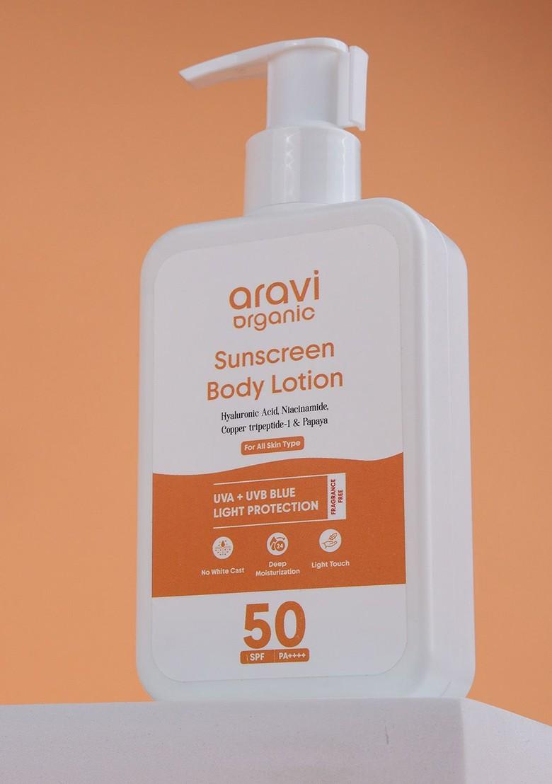 Aravi Organic Oil Free Spf 50 Sunscreen Body Lotion Pa For Sun Protection 200Ml