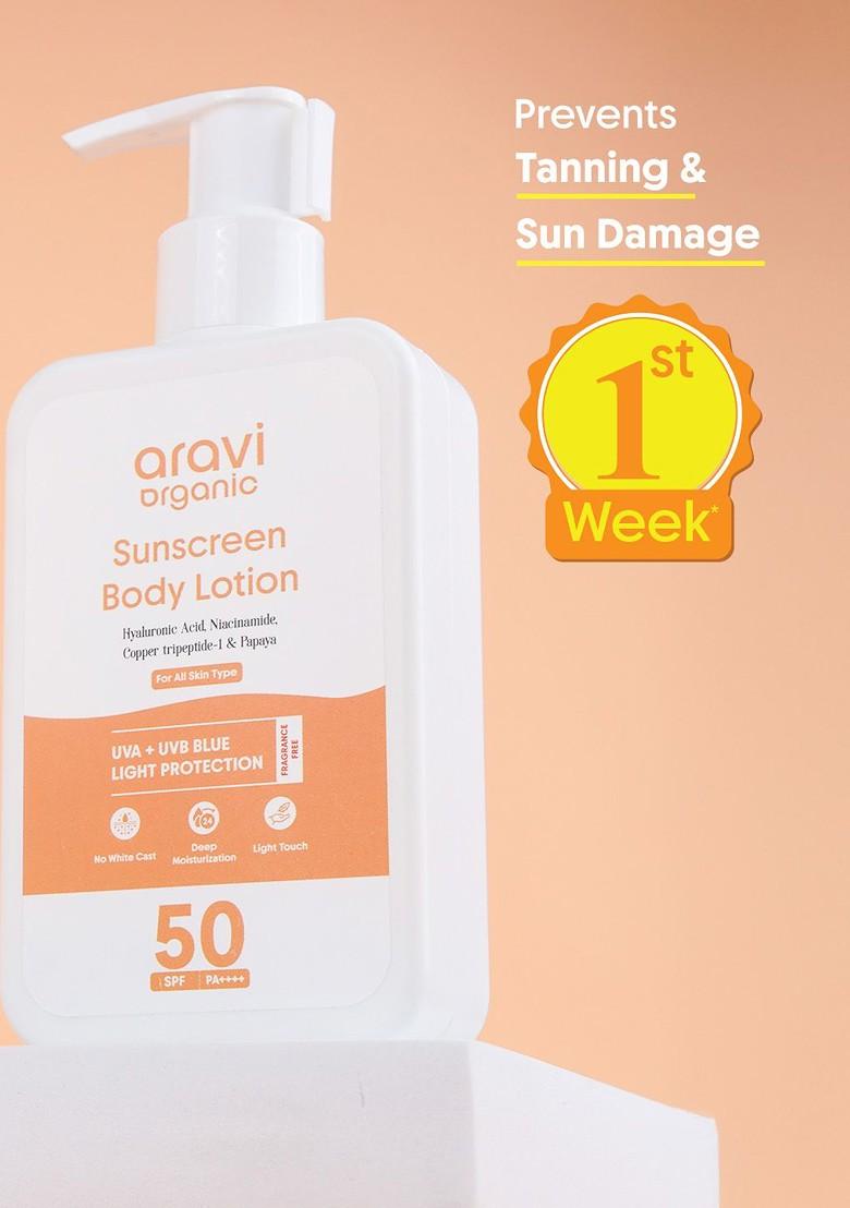 Aravi Organic Oil Free Spf 50 Sunscreen Body Lotion Pa For Sun Protection 200Ml