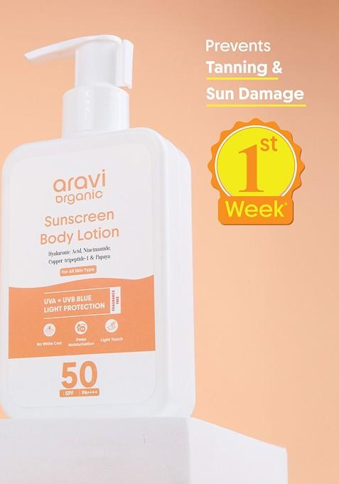 Aravi Organic Oil Free Spf 50 Sunscreen Body Lotion Pa For Sun Protection 200Ml