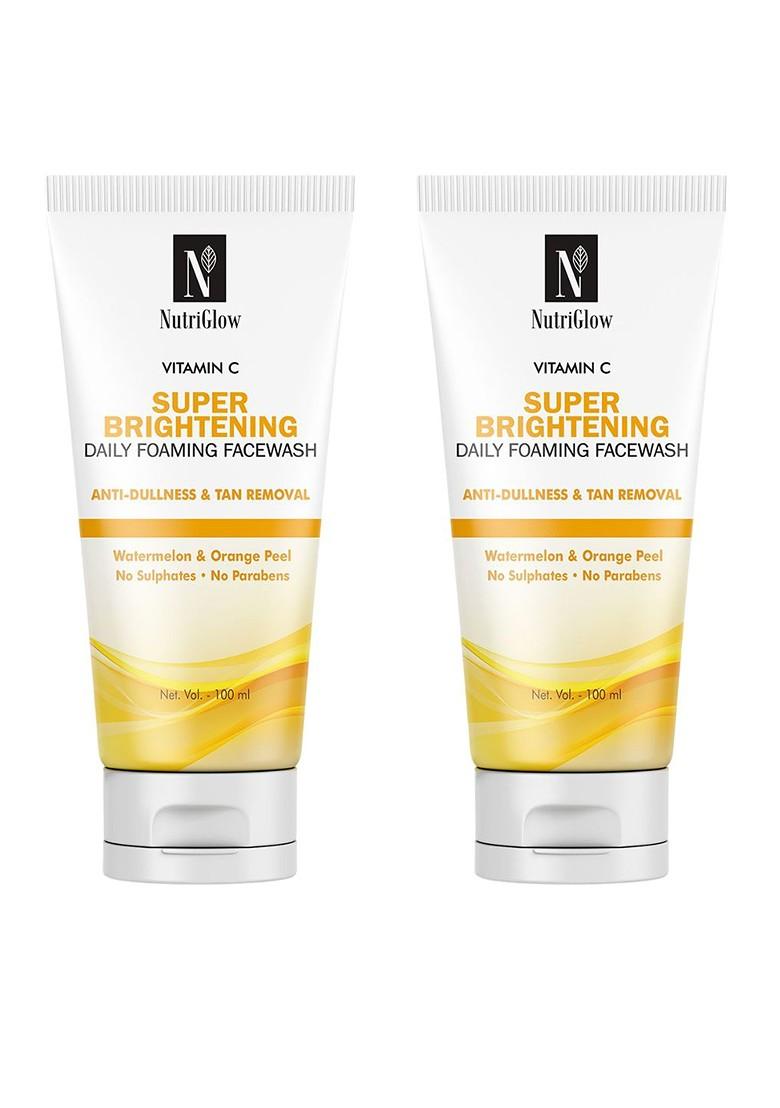Nutriglow Set Of 2 Vitamin C Super Brightening Daily Foaming Face Wash 100 Ml Each