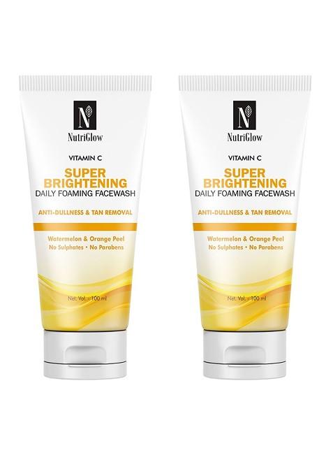 Nutriglow Set Of 2 Vitamin C Super Brightening Daily Foaming Face Wash 100 Ml Each