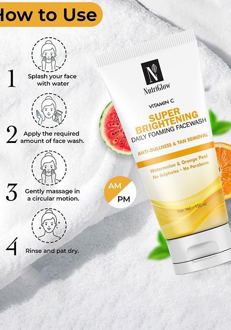 Nutriglow Set Of 2 Vitamin C Super Brightening Daily Foaming Face Wash 100 Ml Each