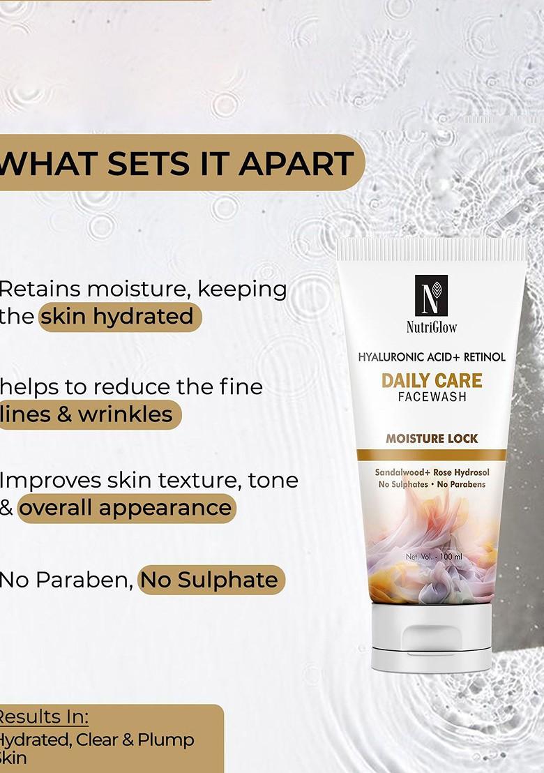 Nutriglow Set Of 2 Hyaluronic Acid Retinol Daily Care Face Wash 100 Ml Each