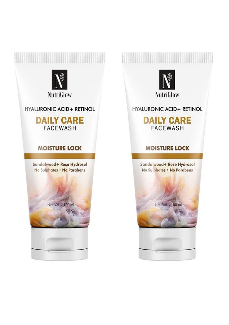 Nutriglow Set Of 2 Hyaluronic Acid Retinol Daily Care Face Wash 100 Ml Each
