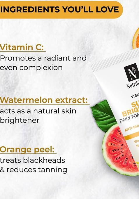 Nutriglow Vitamin C Super Brightening Daily Foaming Face Wash With Orange Peel 100 Ml