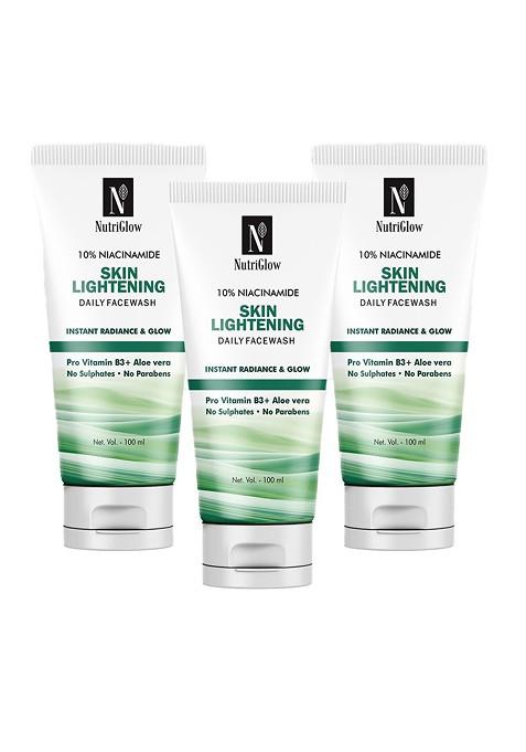 Nutriglow Set Of 3 10 Niacinamide Skin Lightening Daily Face Wash 100 Ml Each