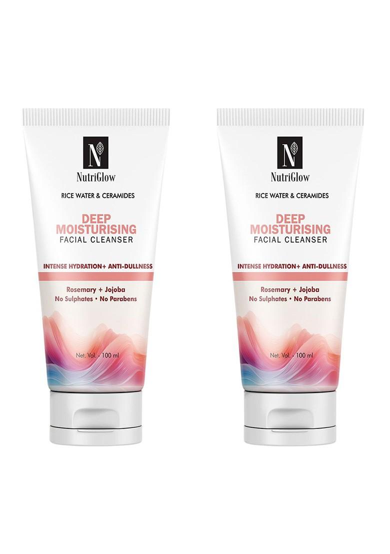 Nutriglow Set Of 2 Rice Water Ceramides Deep Moisturising Facial Cleanser 100 Ml Each