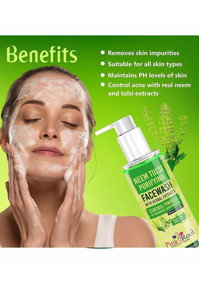 Pink Root Neem Tulsi Skin Purifying Face Wash With Vitamin E 100Ml
