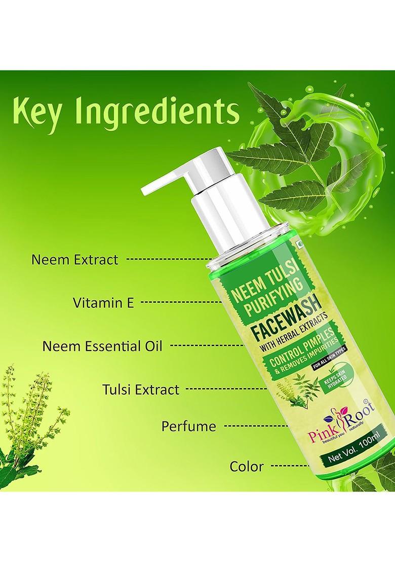Pink Root Neem Tulsi Skin Purifying Face Wash With Vitamin E 100Ml