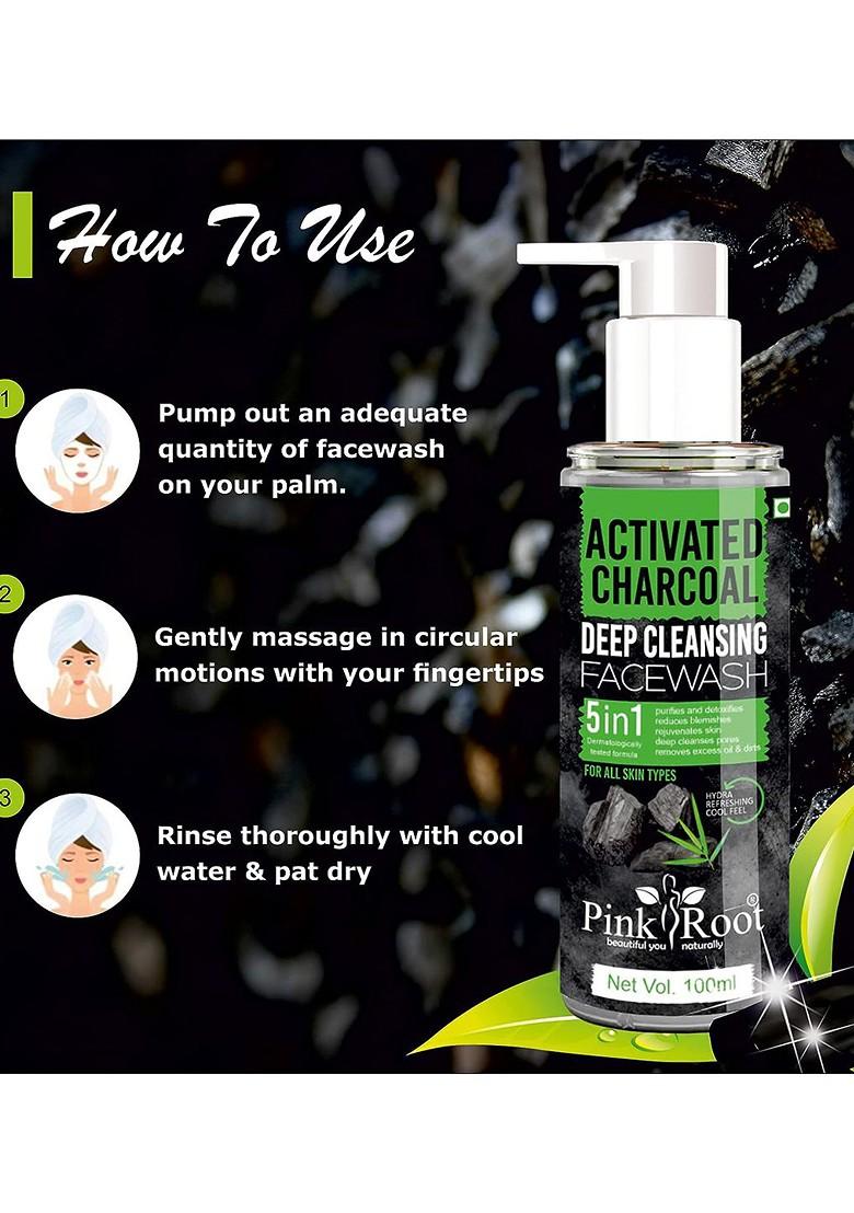 Pink Root Activated Charcoal Deep Cleansing Face Wash 100Ml